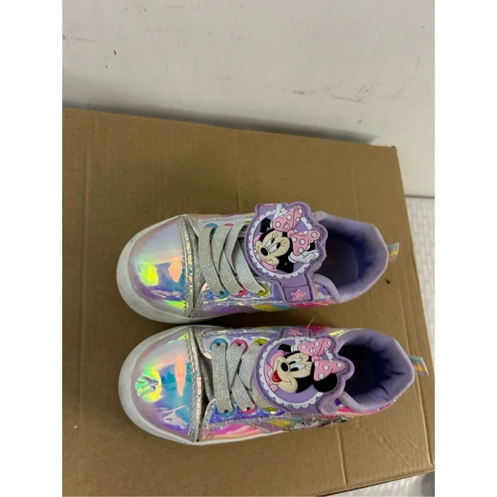 Minnie Mouse unicorn rainbow size‎ 8 tennis shoes shiny faux laces